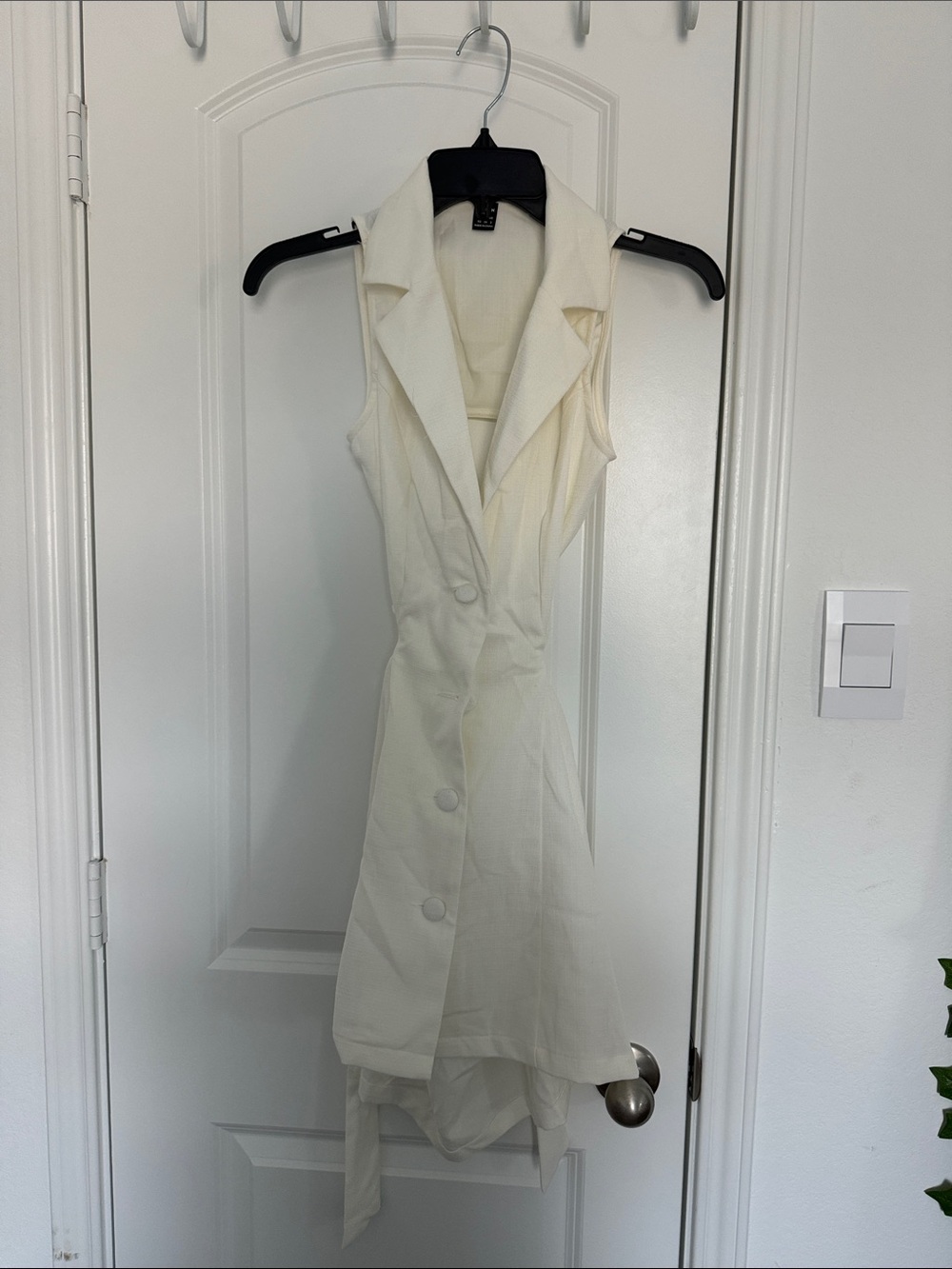 SHEIN White Textured Fabric Blazer Dress